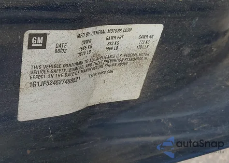 2002 Chevrolet Cavalier Ls из США, поврежденный, VIN 1G1JF524627488521